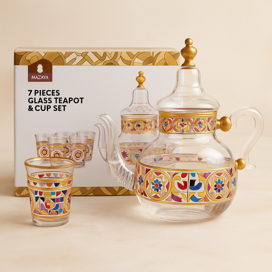 Mazaya 7 Piece Glass Teapot & Cup Set