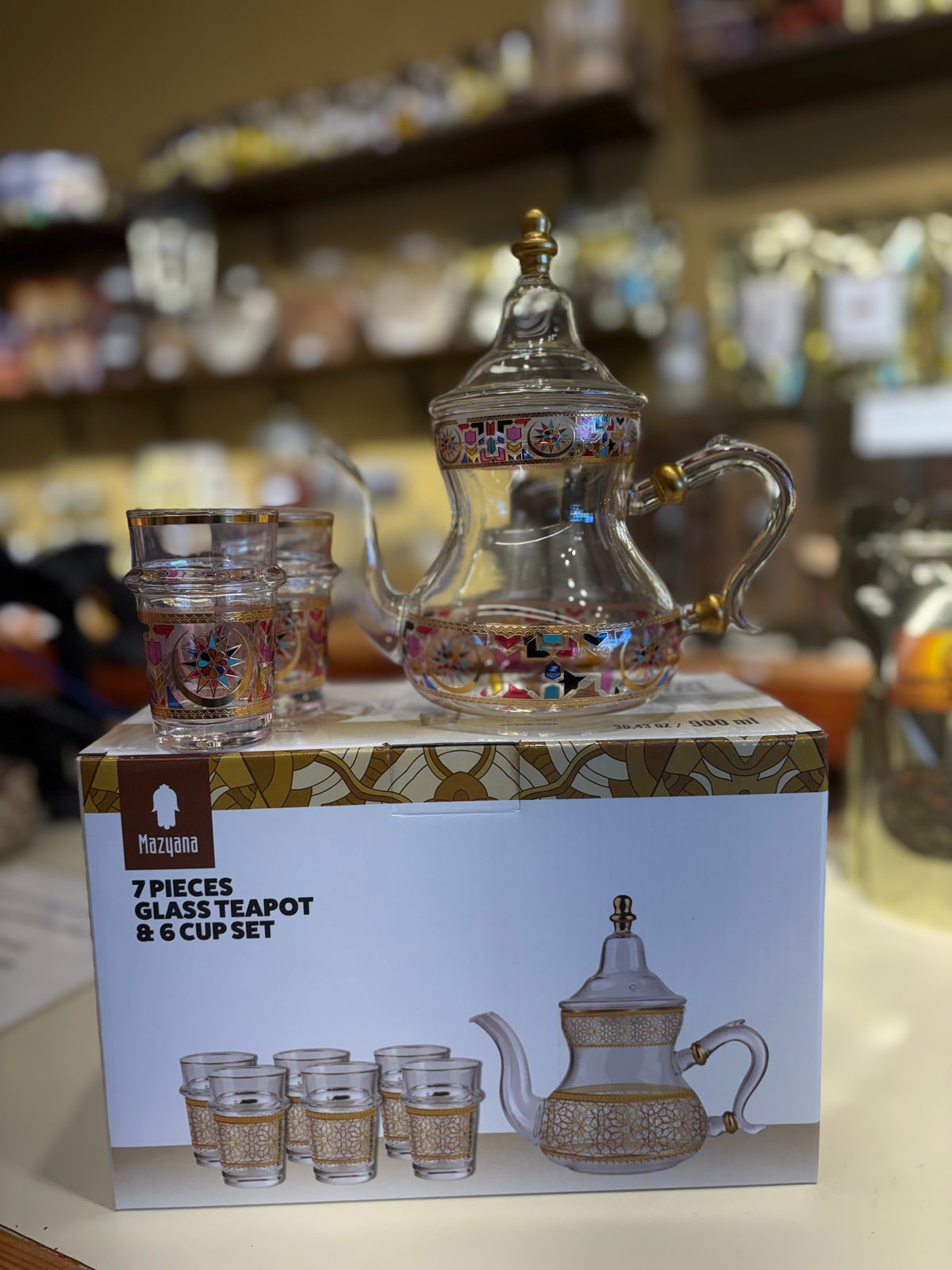 7 pieces glass teapot & 6 cup set
